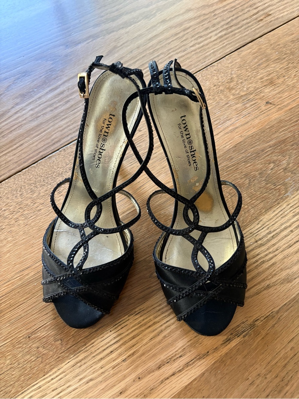 Black Strappy Evening Heels